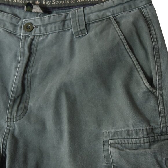 Boy Scouts of America Green Uniform Canvas Cargo Shorts Size 38 Outdoor Workwear - Picture 6 of 8
